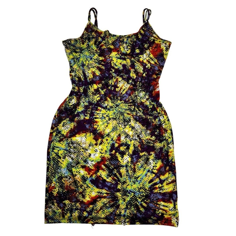 Love‎ J 3X Bodycon Dress Colorful Abstract Tie Dye Y2K Festival Clubwear